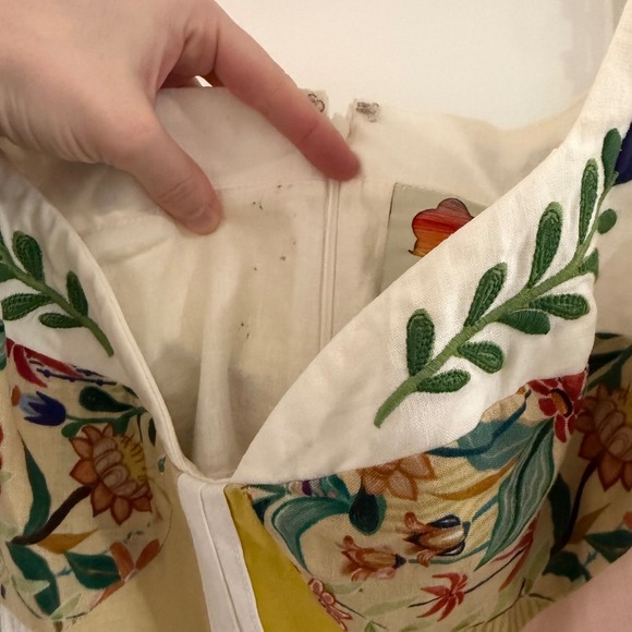 New W Mark Farm Rio Multicolor Delicate Floral Stripes Linen Maxi Dress Large - Picture 4 of 11